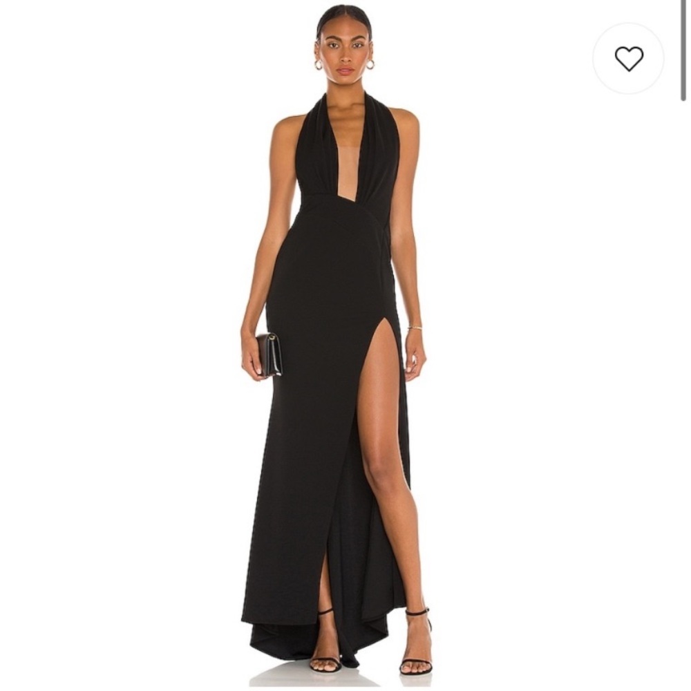Katie May Revolve Black Gown with Leg Slit